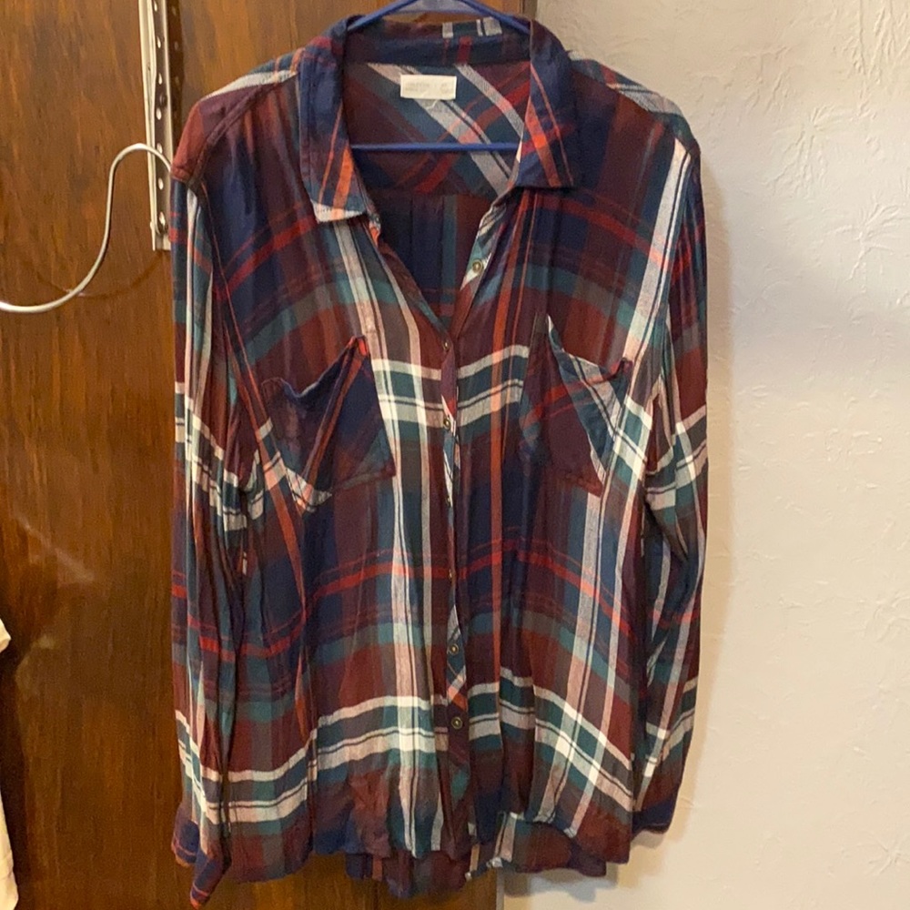 Relaxed fit plaid shirt